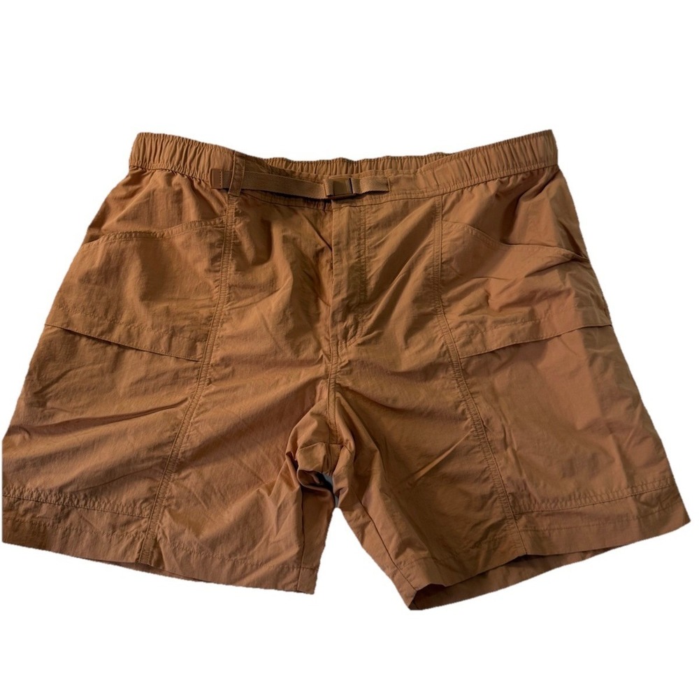 Eddie Bauer Brown Nylon Cargo Shorts XXL Buckle Closure Pockets Straps
